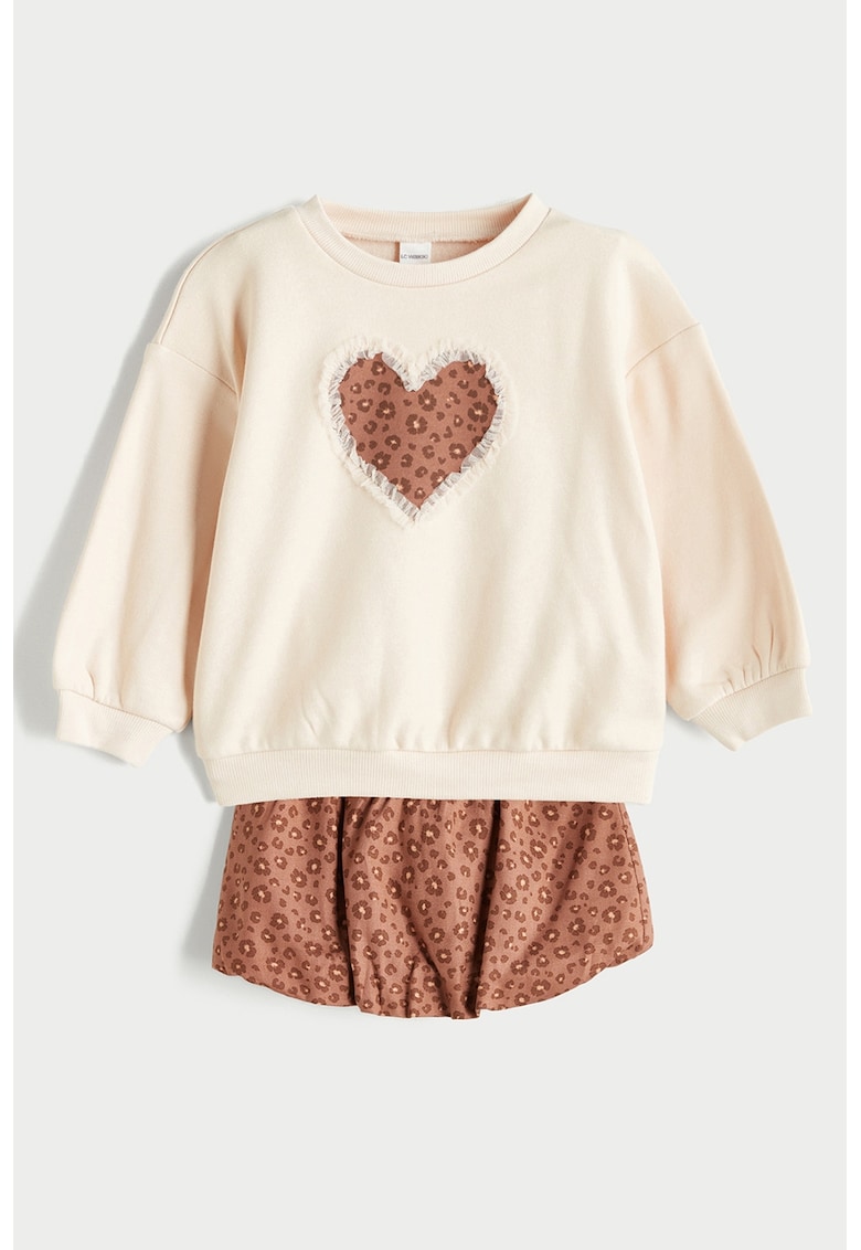 Set de fusta cu animal print si bluza sport - 2 piese