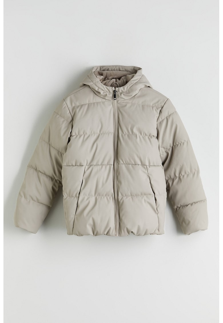 Geaca cu gluga si vatelina - Gri cenusiu