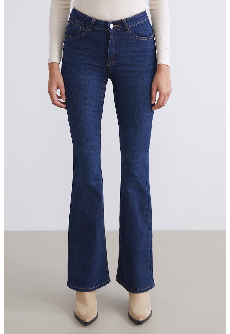 Blugi slim-fitt cu talie medie - Bleumarin