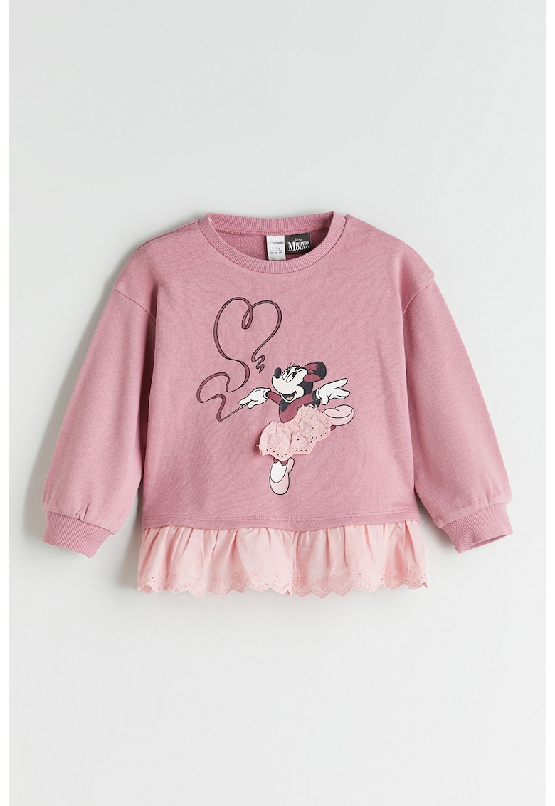 Bluza de trening cu design grafic si decolteu la baza gatului