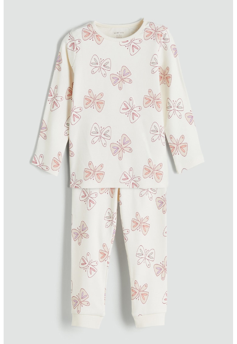 Pijama cu pantaloni lungi din bumbac si imprimeu