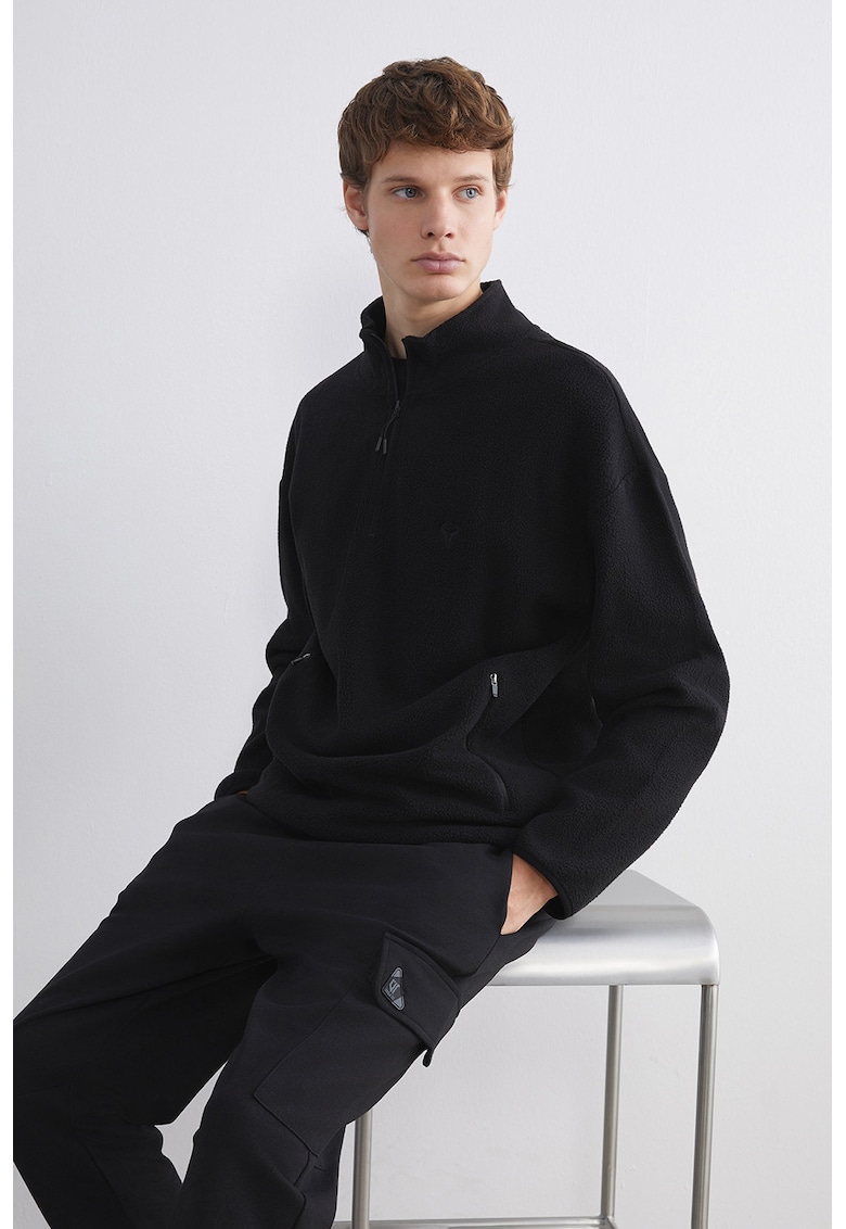 Bluza de trening din fleece cu fermoar scurt