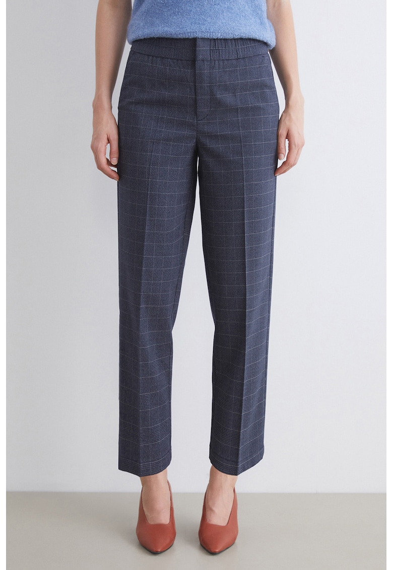 Pantaloni crop cu model in carouri