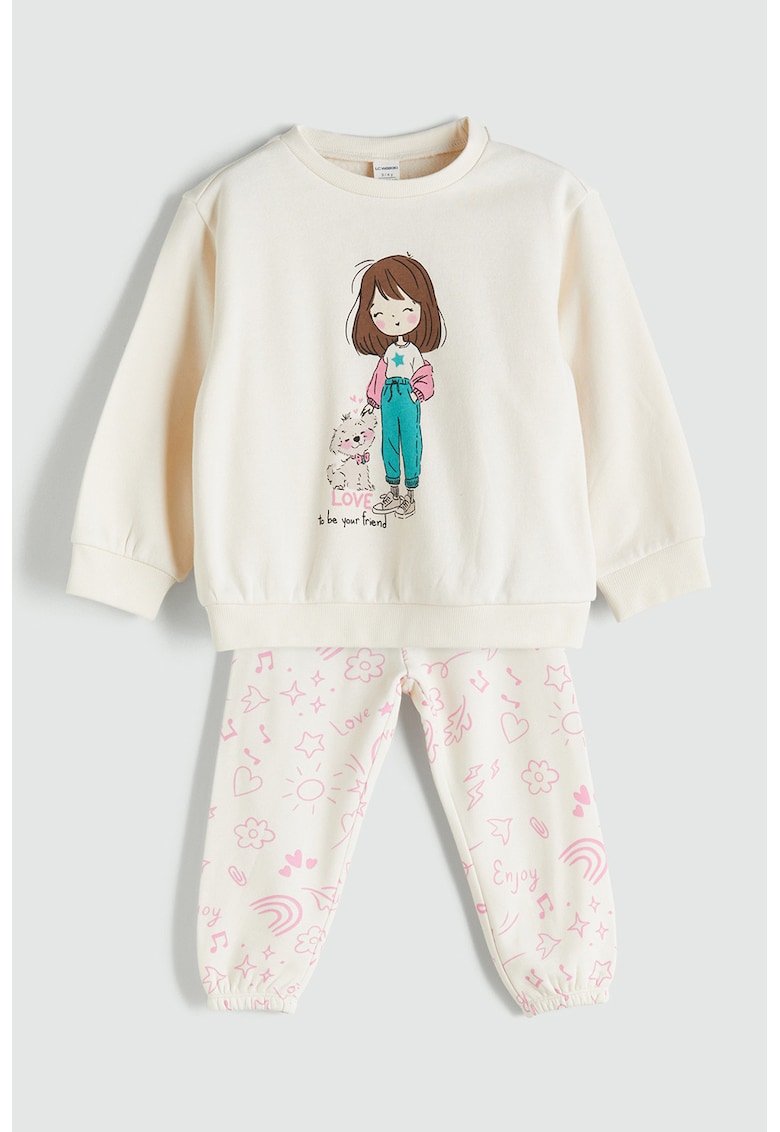 Set de bluza de trening si pantaloni cu imprimeu - 2 piese Set de bluza de trening si pantaloni cu imprimeu - 2 piese