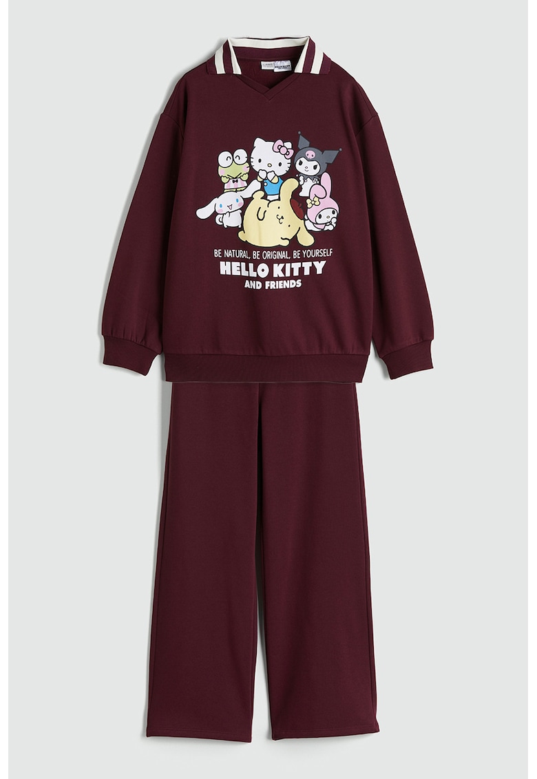 Set de bluza de trening si pantaloni din amestec de bumbac cu imprimeu - 2 piese