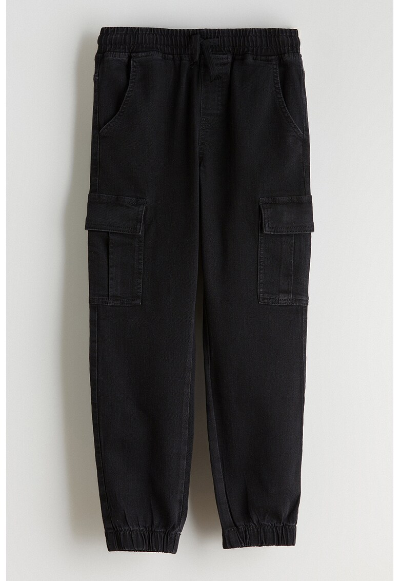 Blugi cargo cu snur de ajustare - Negru