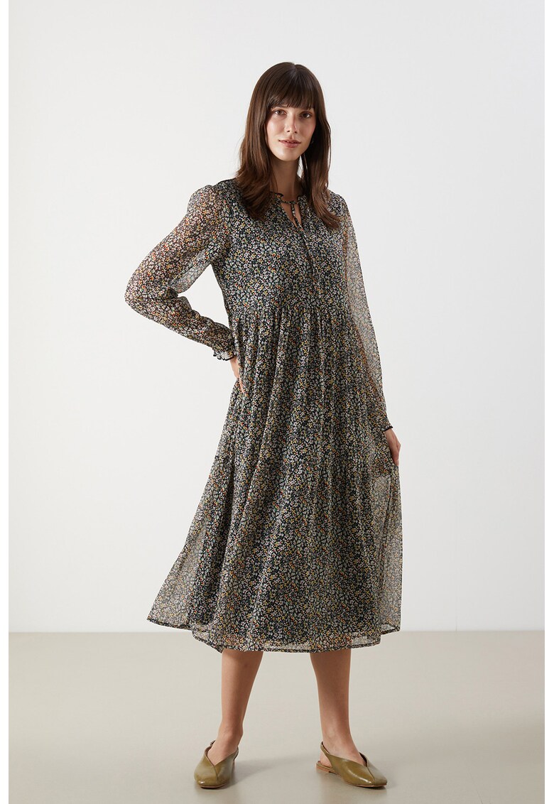 Rochie cu imprimeu floral pentru gravide - Verde inchis/Alb murdar