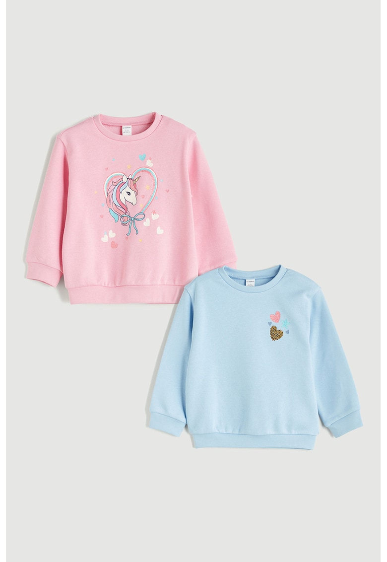 Set de bluze de trening cu imprimeu cu unicorn - 2 piese