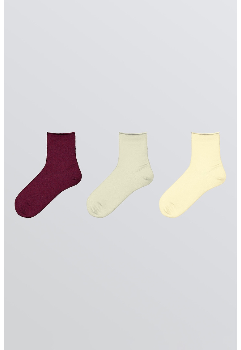 Set de sosete scurte cu model uni - 3 perechi