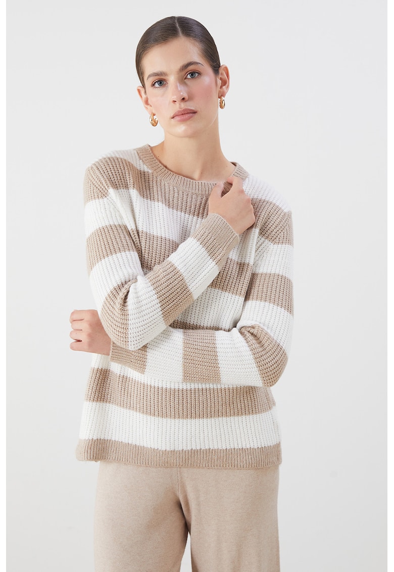 Pulover lejer cu model in dungi