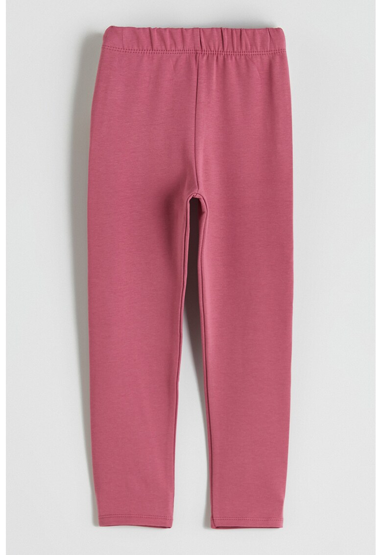 Pantaloni din amestec de bumbac cu talie elastica - Roz inchis