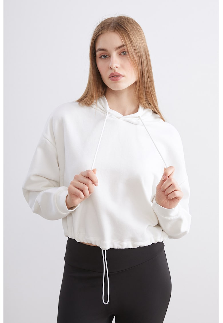 Hanorac crop cu terminatie elastica