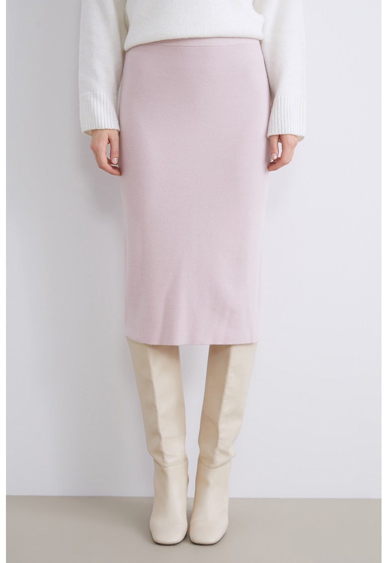 Fusta midi tricotata cu croiala creion