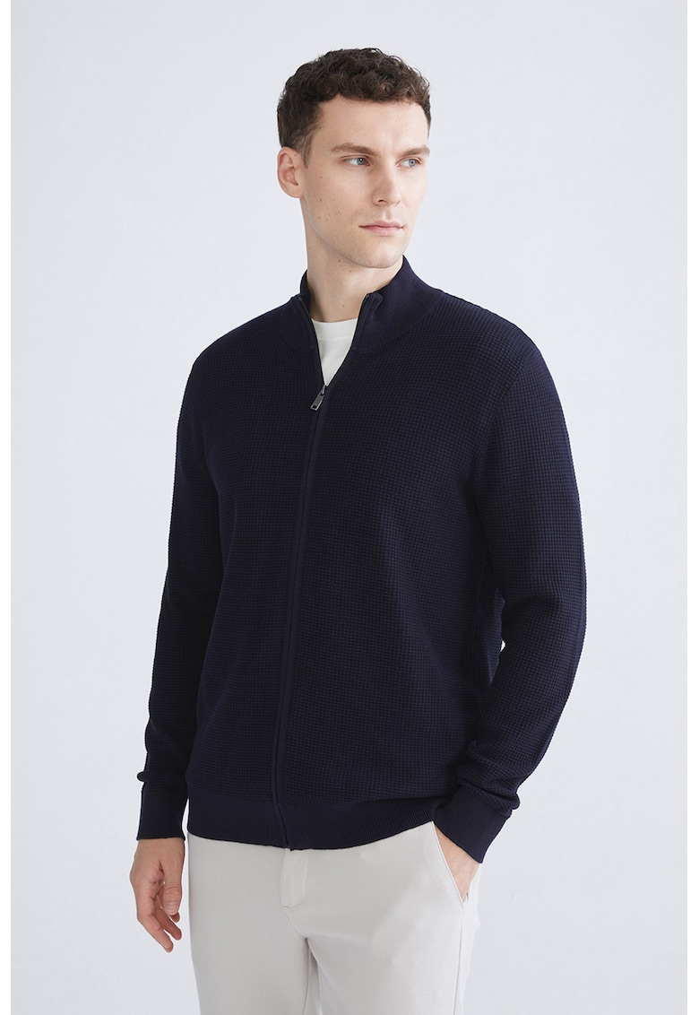 Bluza de trening cu model uni si fermoar