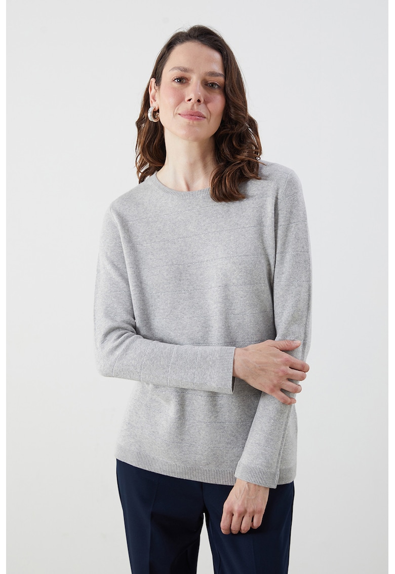 Pulover cu decolteu rotund si model uni