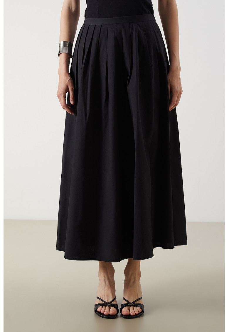 Fusta midi evazata cu pliuri inversate