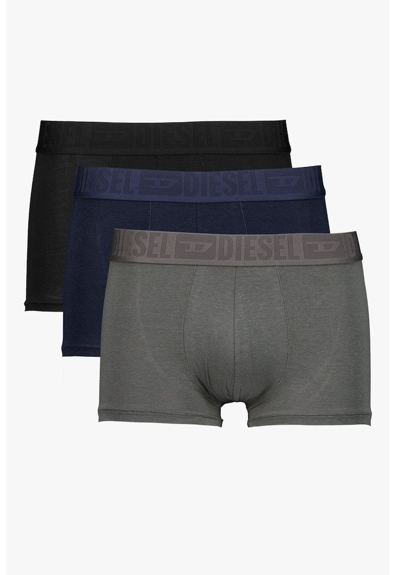 Set de boxeri din amestec de lyocell cu logo - 3 perechi - Negru/Gri/Bleumarin