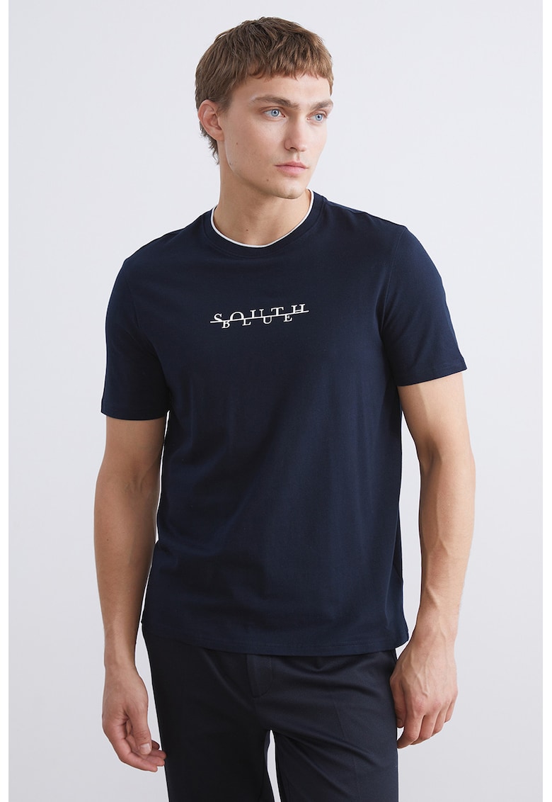 Tricou din amestec de bumbac cu imprimeu text