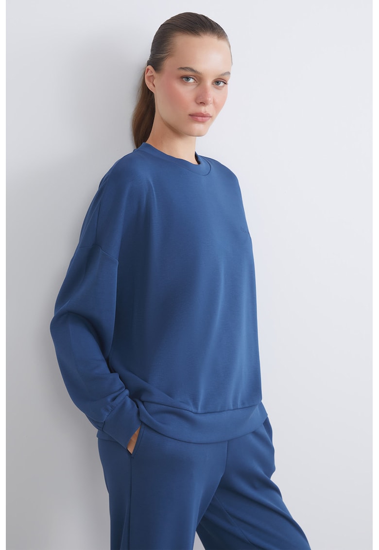 Bluza de trening cu maneci cazute - Albastru inchis