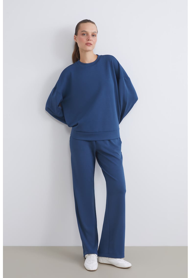 Pantaloni de trening cu croiala ampla si talie inalta