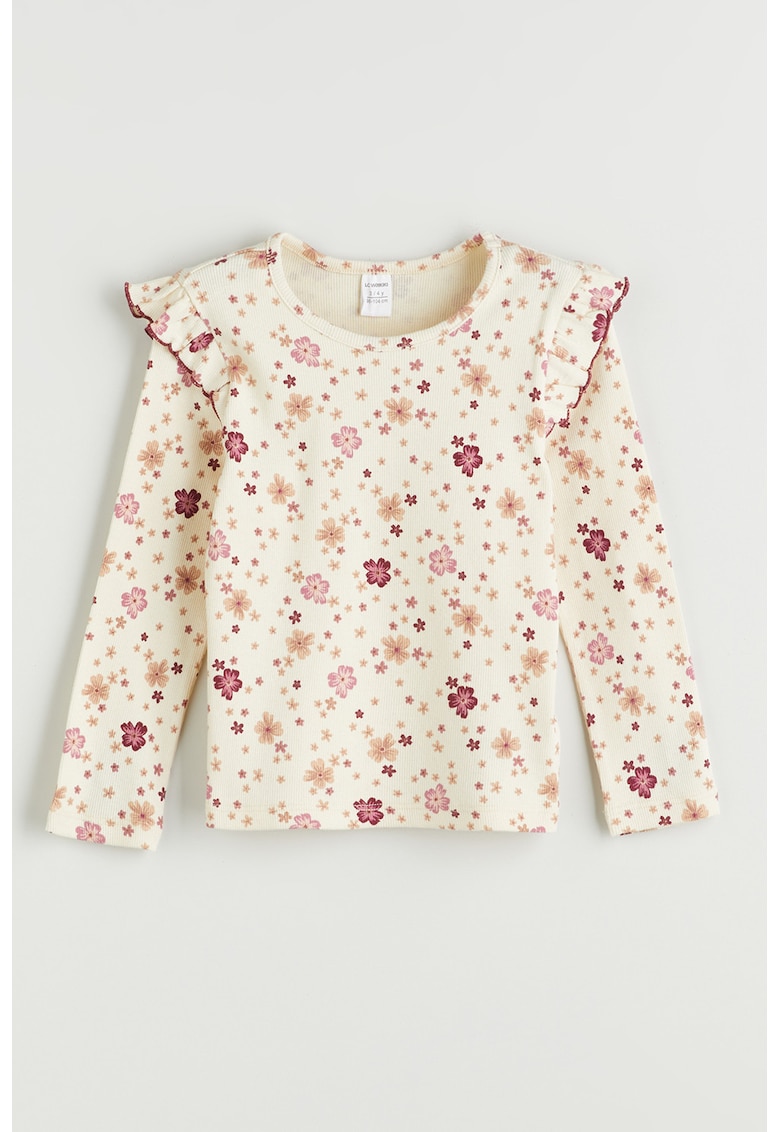 Bluza cu model floral si volane