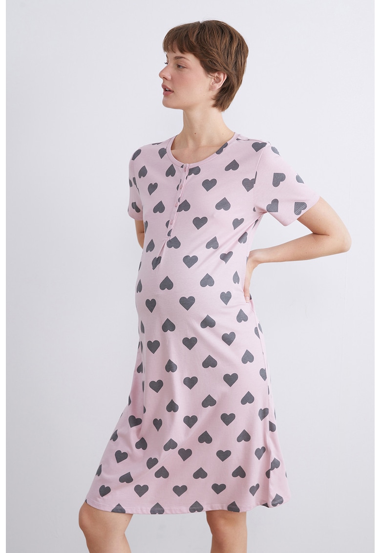 Camasa de noapte din bumbac cu design inima