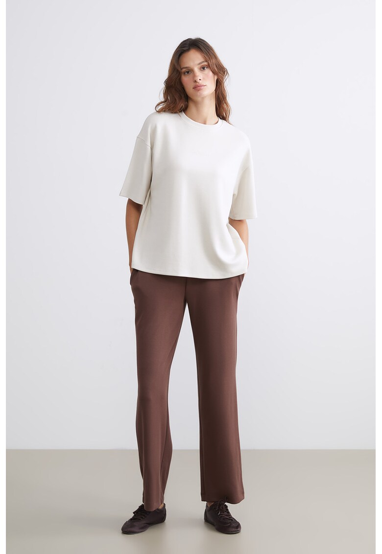 Pantaloni drepti cu buzunare laterale - Maro inchis