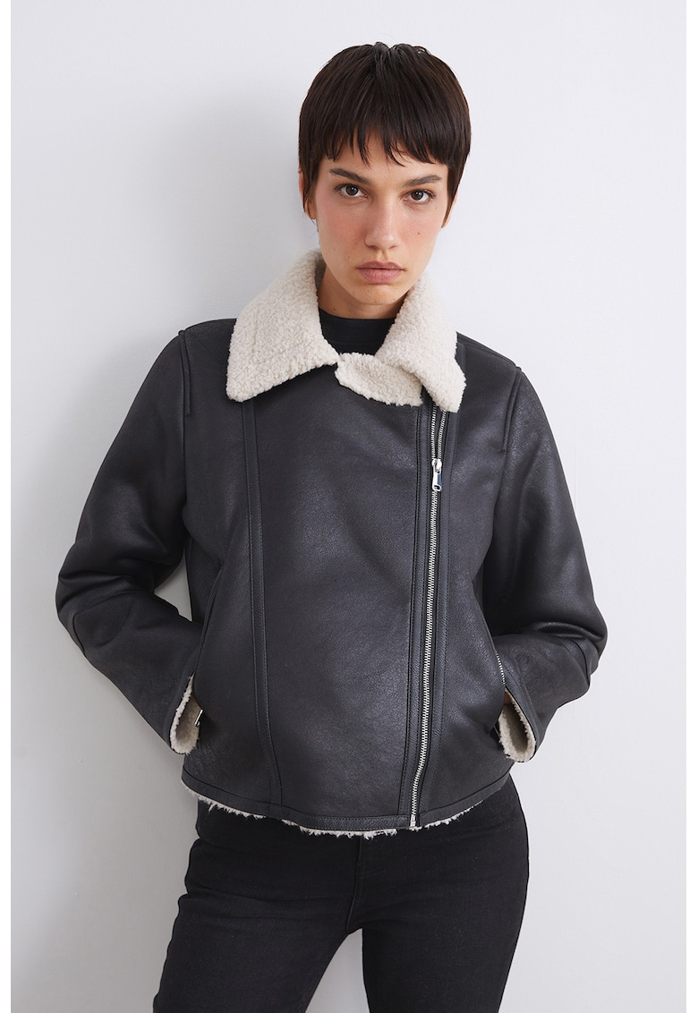 Jacheta din piele ecologica cu fermoar