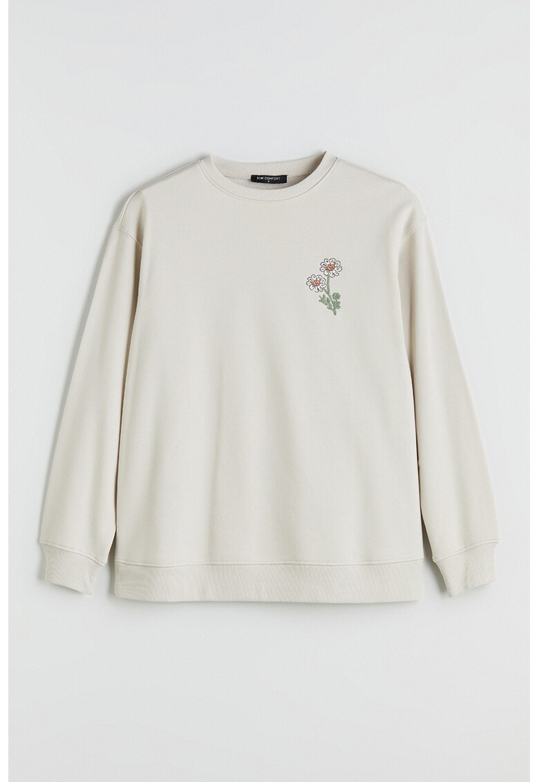 Bluza de trening cu detaliu floral - Bej deschis