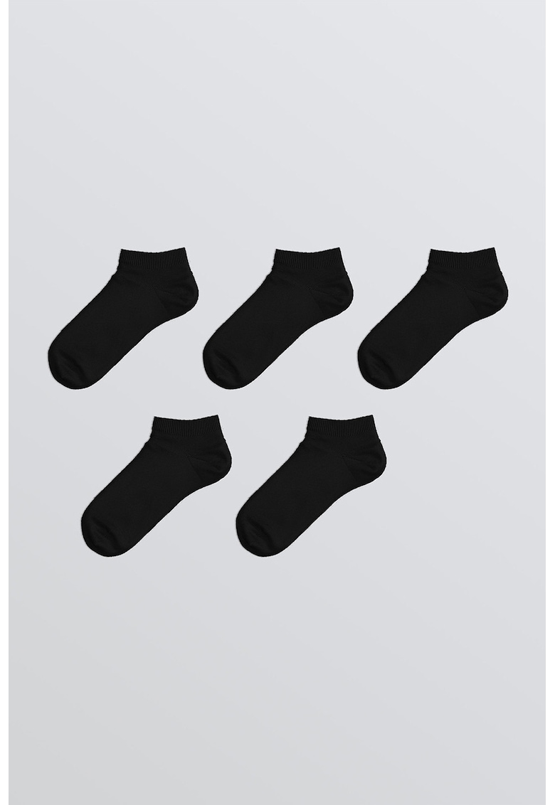 Set de sosete pana la glezna cu model uni - 5 perechi