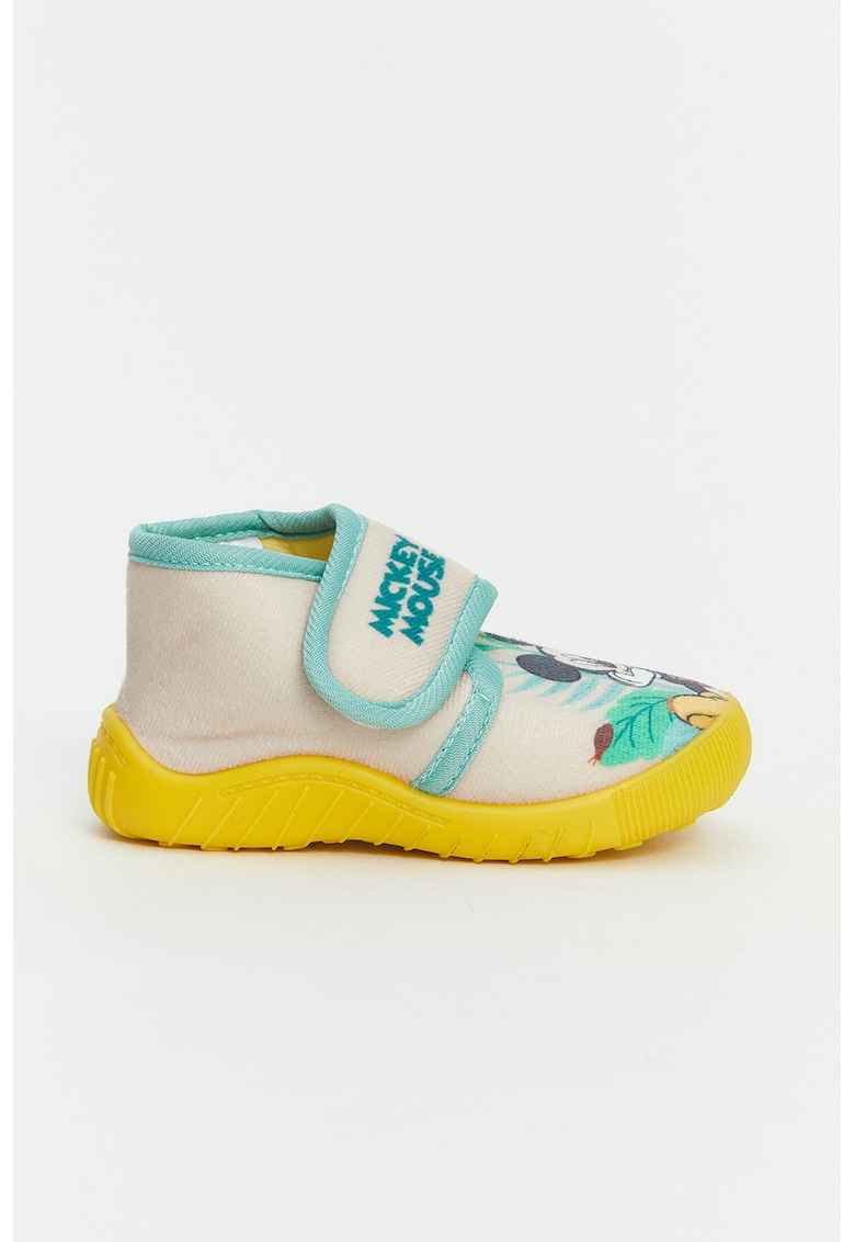 Papuci de casa din fleece cu velcro Mickey Mouse