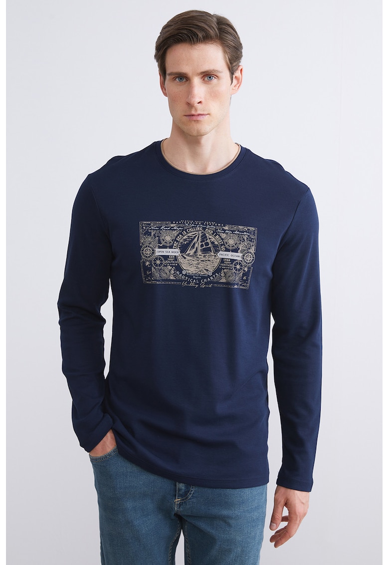 Bluza slim fit din bumbac cu imprimeu grafic