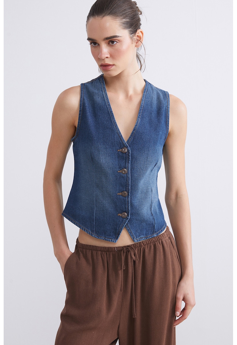 Vesta crop din denim