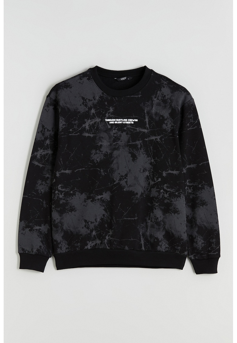 Bluza de trening cu decolteu la baza gatului si model tie-dye