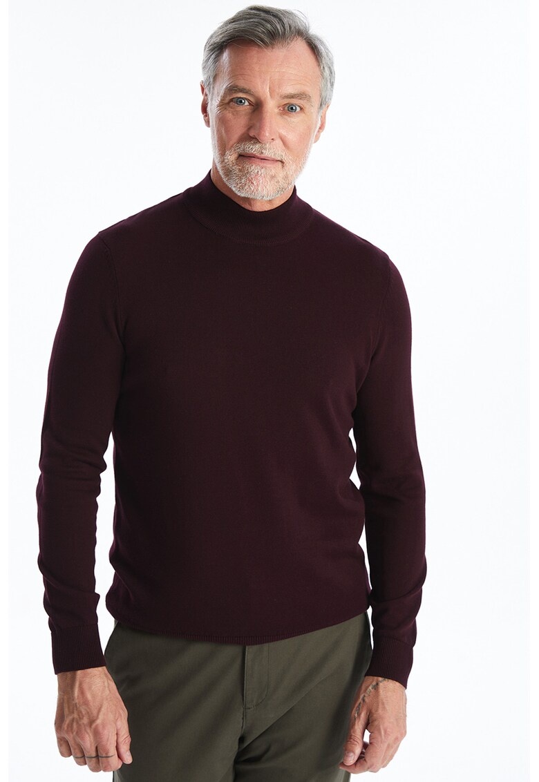 Pulover tricotat fin cu guler inalt - Violet tyrian