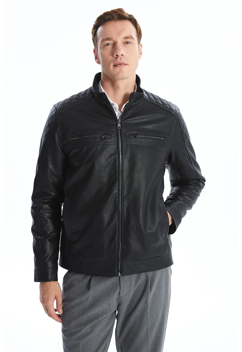 Jacheta de piele ecologica cu buzunare laterale