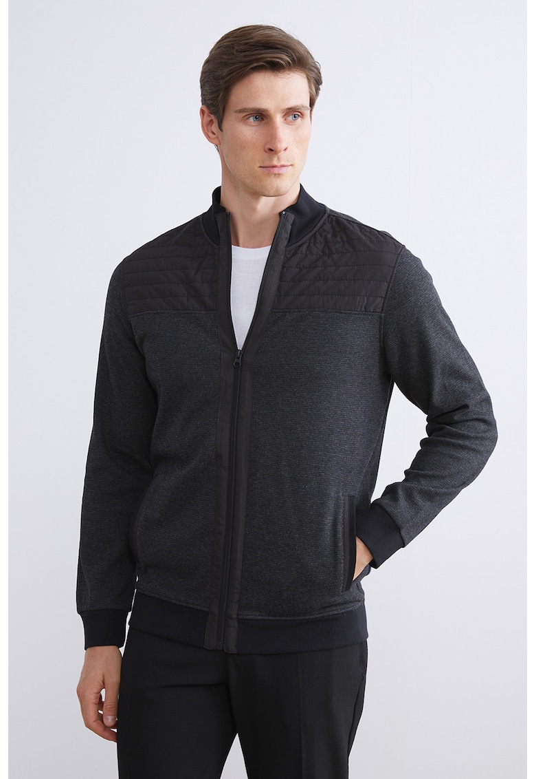 Bluza de trening cu fermoar si guler mediu