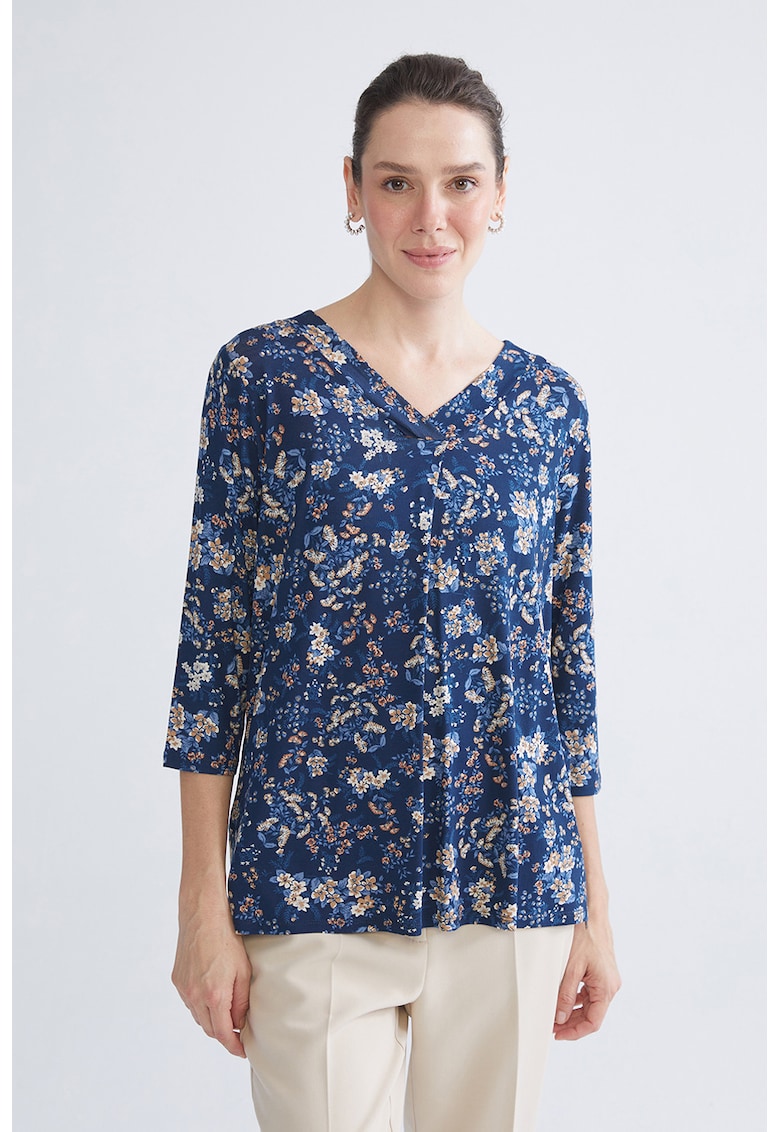 Bluza cu decolteu in V si maneci trei sferturi