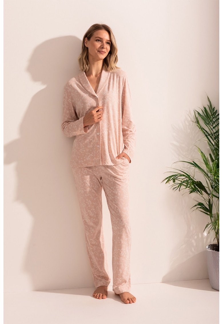 Sofiaman Pijama din amestec de bumbac si modal Marla - Piersica