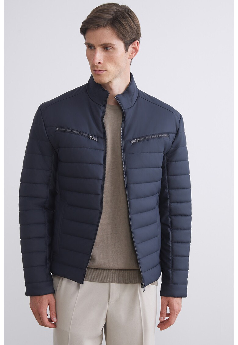Jacheta slim fit cu guler mediu