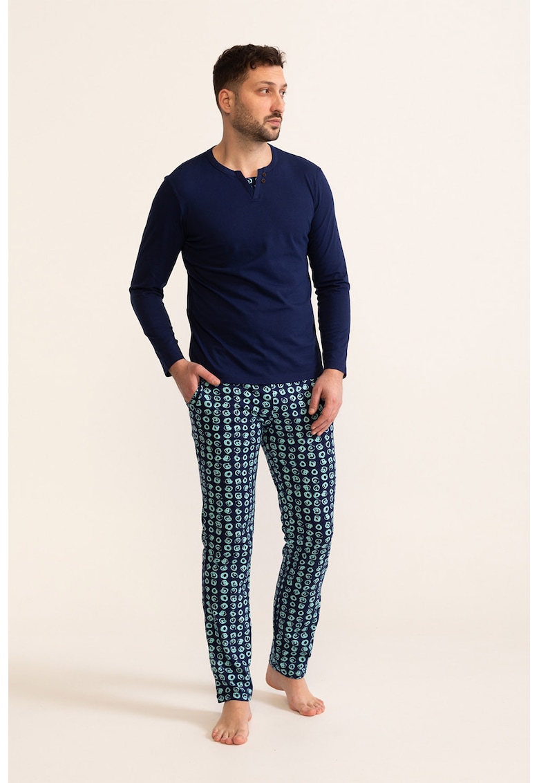 Pijama de bumbac cu maneci lungi Marlon