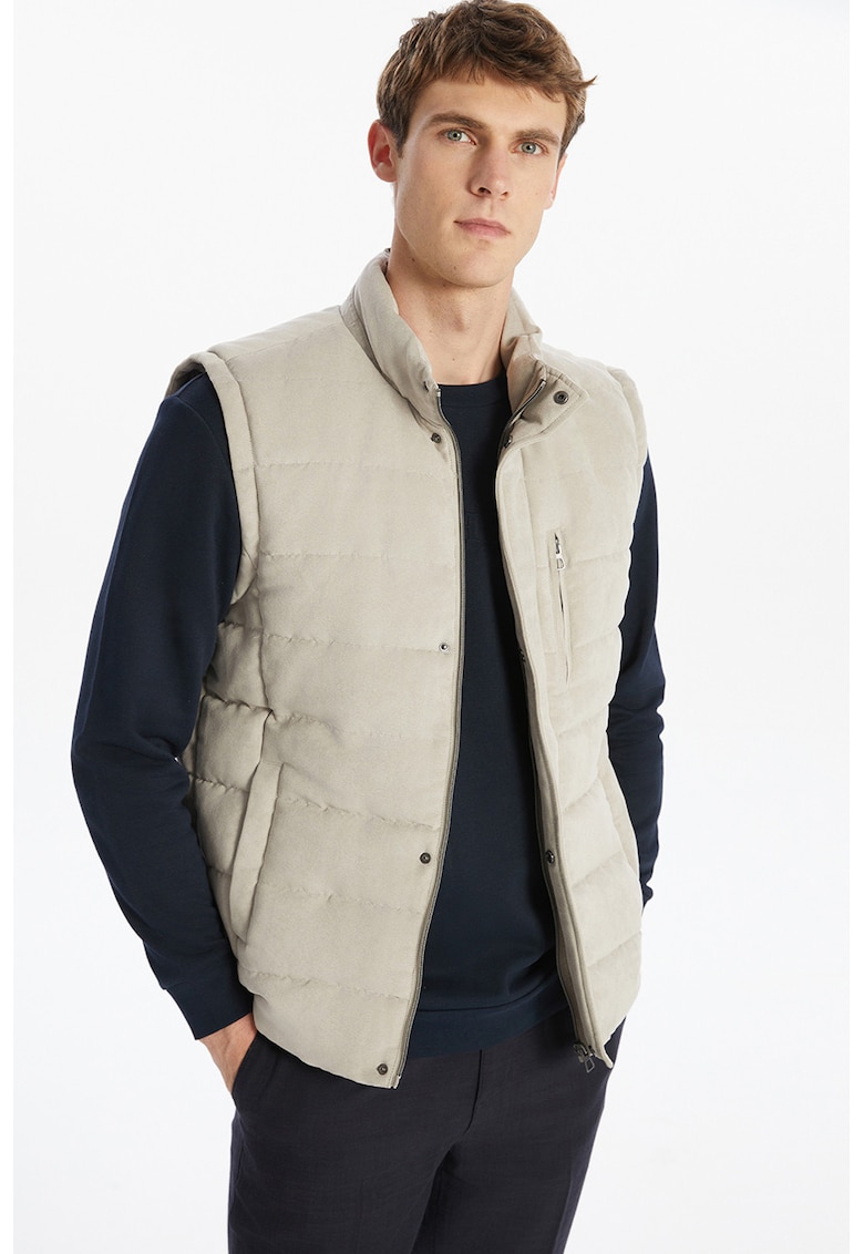 Vesta cu vatelina din piele intoarsa sintetica cu fermoar