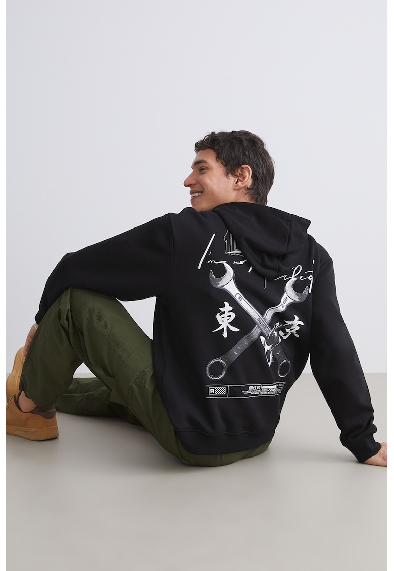 Hanorac lejer cu imprimeu grafic pe spate