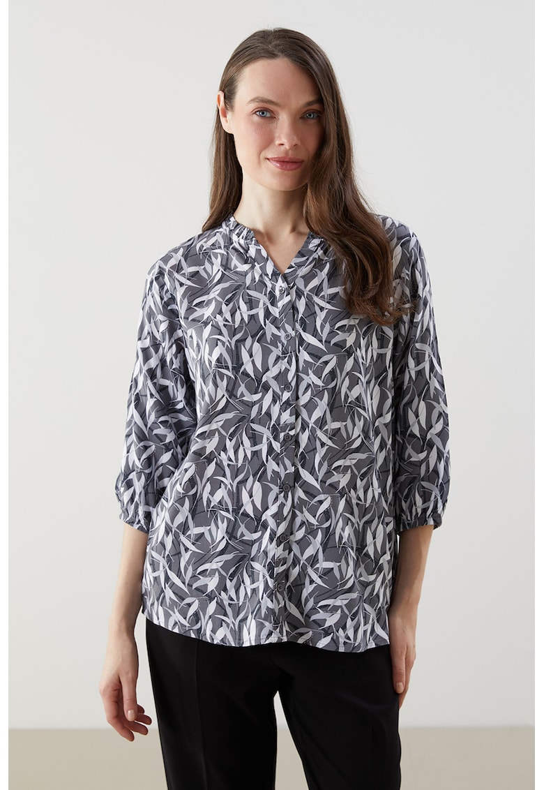 Bluza cu decolteu in V si imprimeu floral