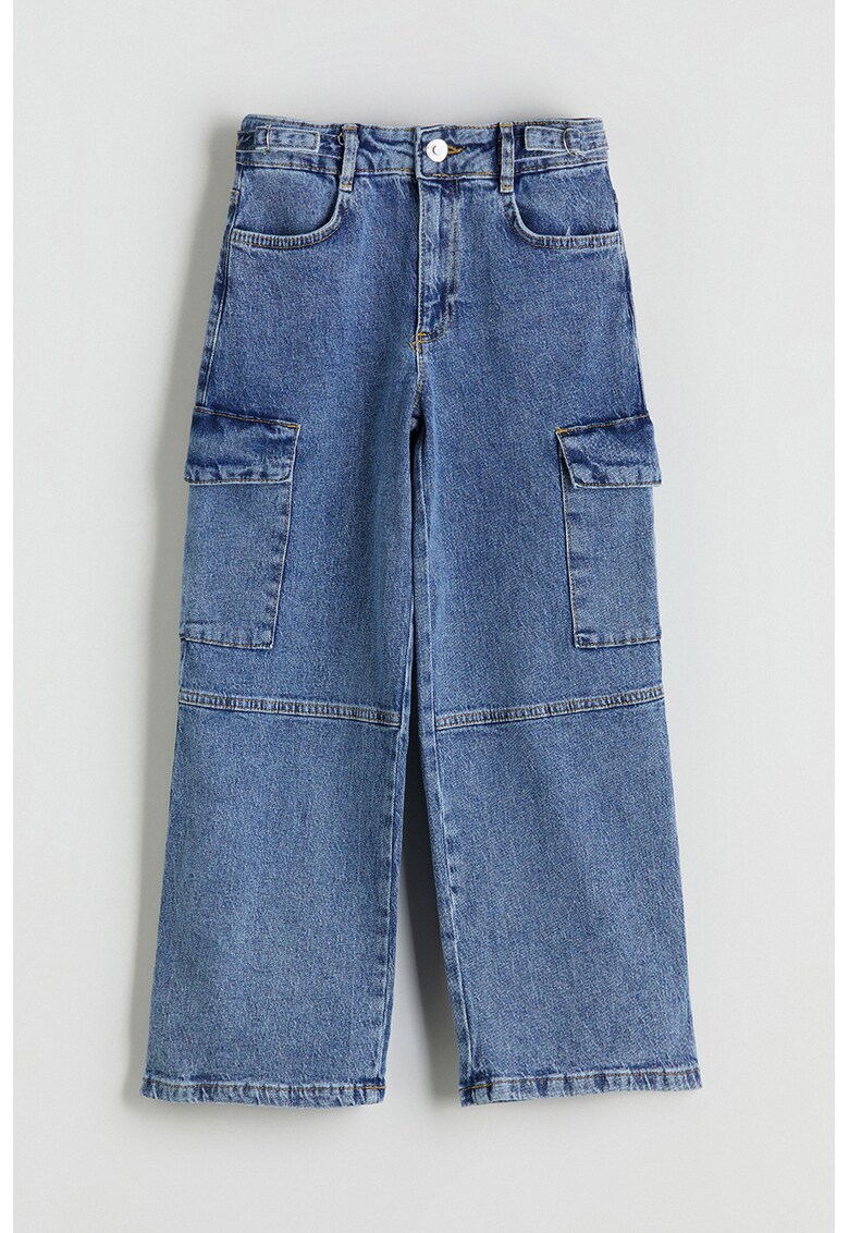 Blugi cargo cu talie medie