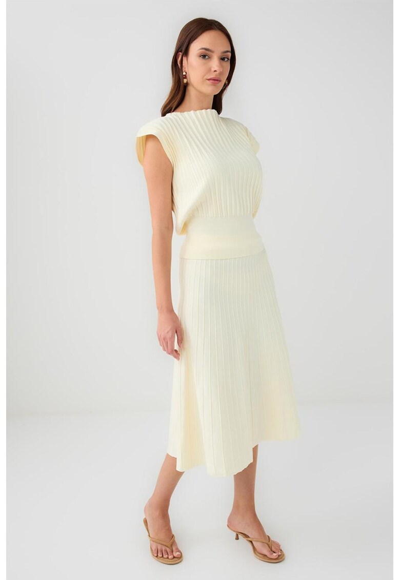 Fusta midi cu croiala in A - Galben pal