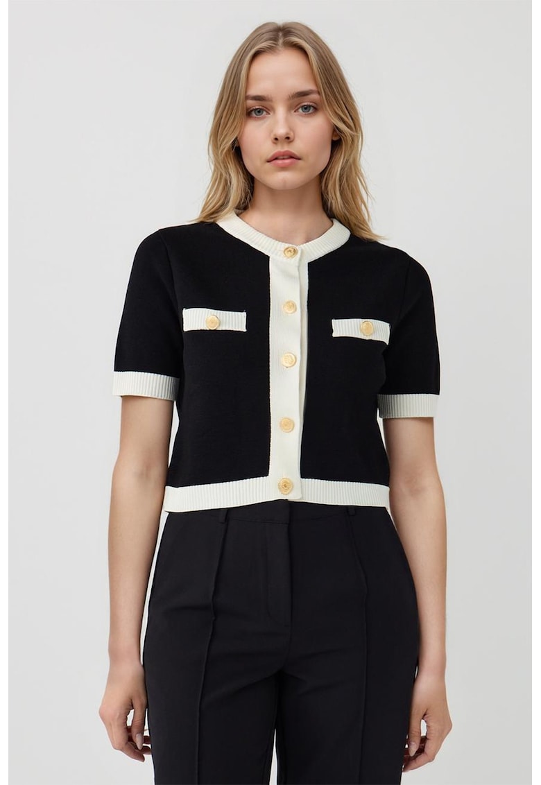 Cardigan cu nasturi si maneci scurte