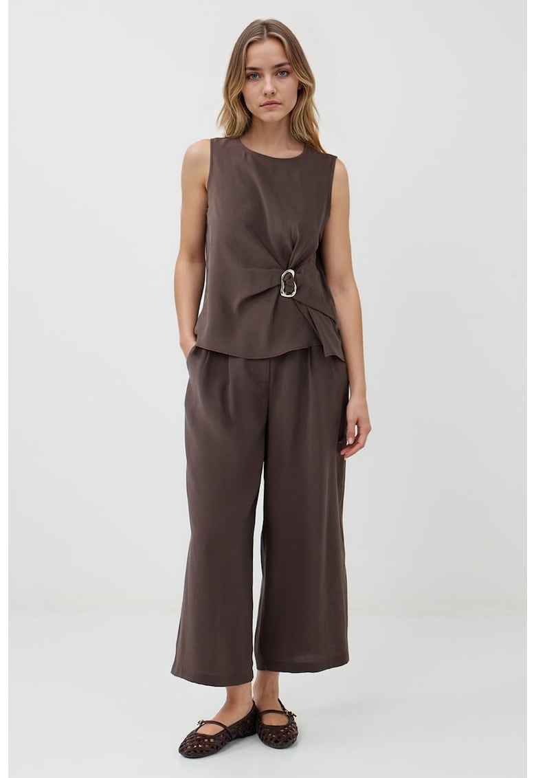 Pantaloni capri din amestec de modal cu croiala ampla