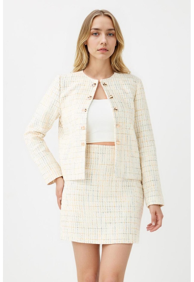 Fusta scurta cu talie inalta - Alb murdar