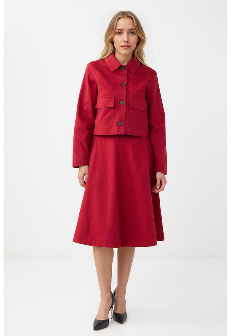 Jacheta crop cu buzunare cu clapa